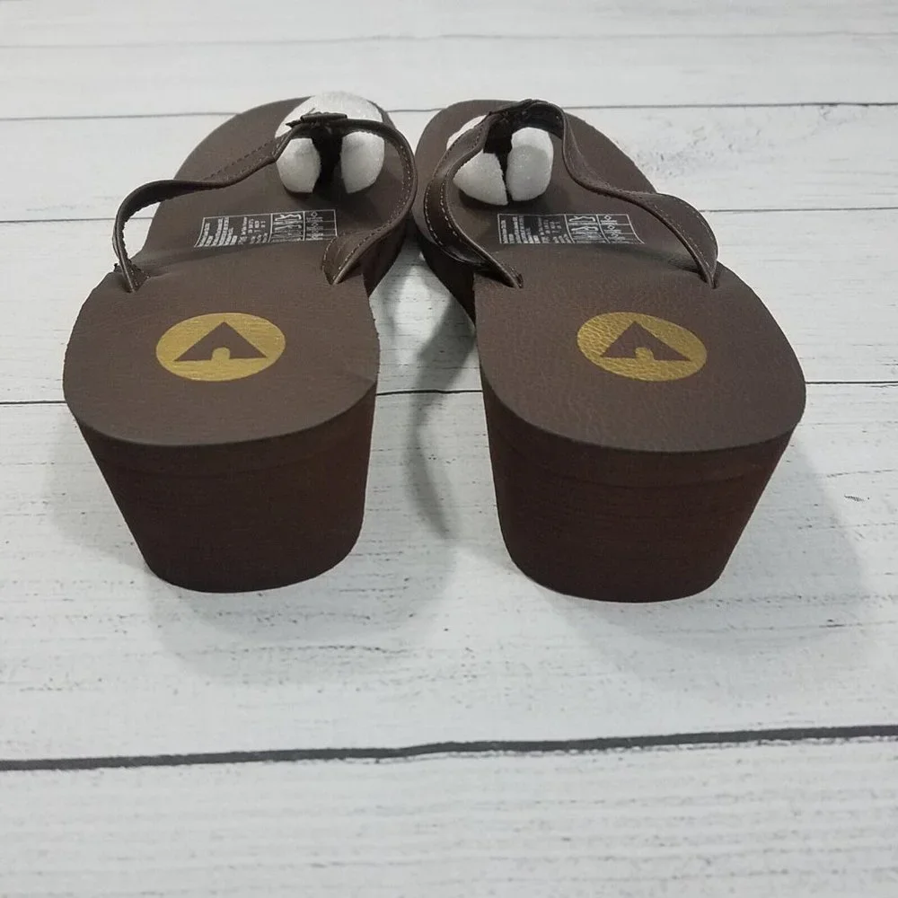 Airwalk Reel Wedge Women's Flip Flop Sandals Size 7 - Brown - Picture 4 of 6